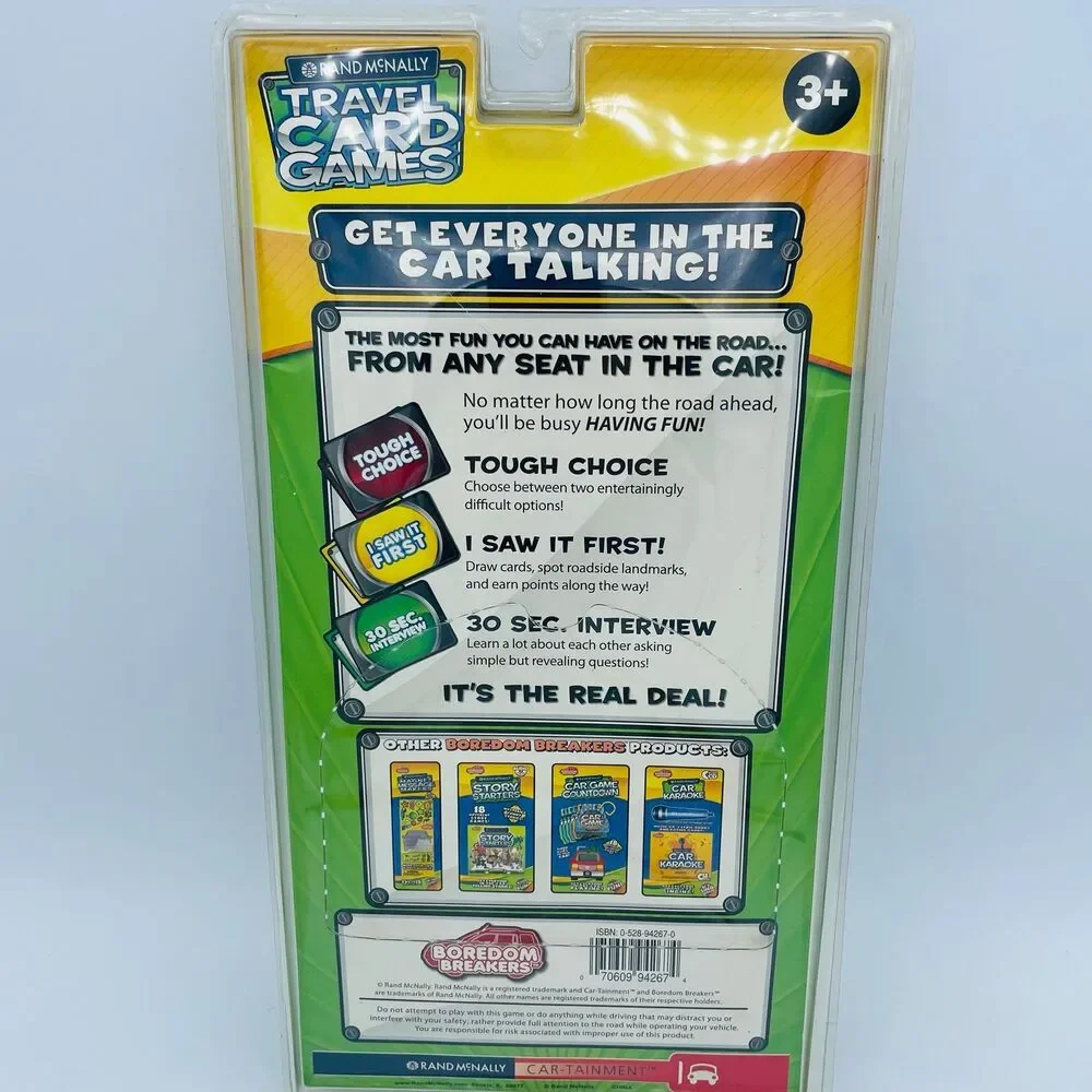 NEW Rand McNally Road Trip Travel Card Game Boredom Breakers NIP 3 in 1